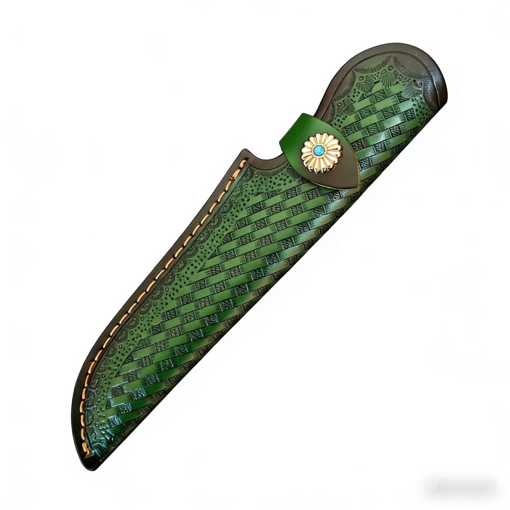 Bőrtok Dombornyomott Mintával,  Bőr kés tok 6 hüvelyk (15,3cm)